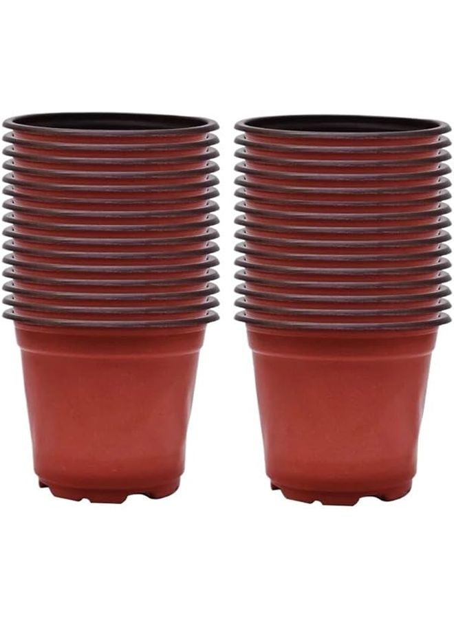 40 قطعة من الأواني المرنة للمشتلات، أكواب حاويات نباتية ناعمة، صندوق زراعة أسود وأحمر